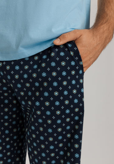 Night And Day Cotton V-Neck Short Pajama Set | Black/Periwinkle 75826-3003